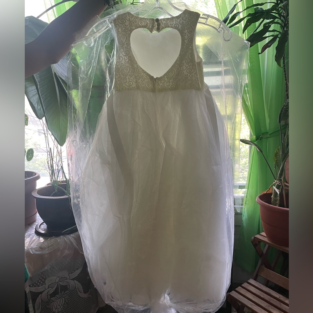 Flower girl dress, David’s Bridal, size 4, white/ivory.
